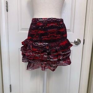 Isabel Marant Red and Black Ruffle Mini Skirt